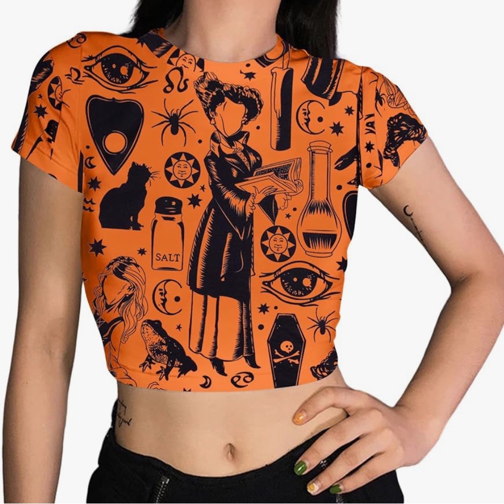Halloween Doodles Crop Top Women